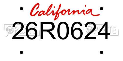 26R0624 California License Plate
