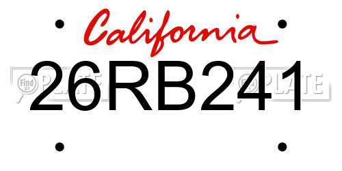 26RB241 California License Plate
