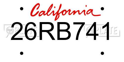 26RB741 California License Plate