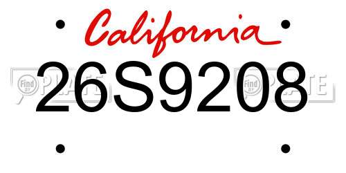 26S9208 California License Plate