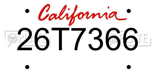 26T7366 California License Plate