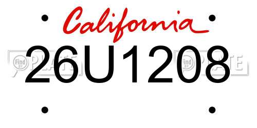 26U1208 California License Plate