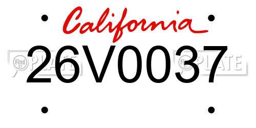 26V0037 California License Plate