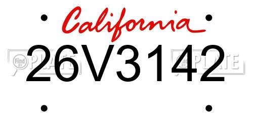 26V3142 California License Plate