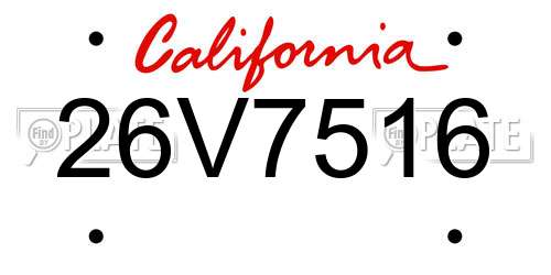 26V7516 California License Plate