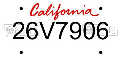 26V7906 California License Plate