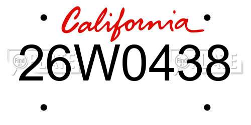 26W0438 California License Plate