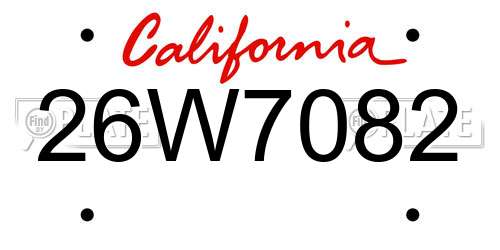 26W7082 California License Plate