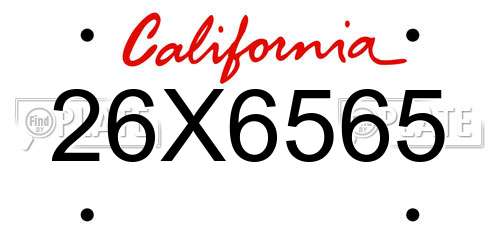 26X6565 California License Plate