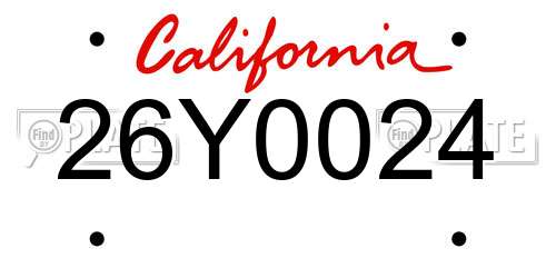 26Y0024 California License Plate