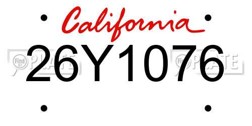 26Y1076 California License Plate