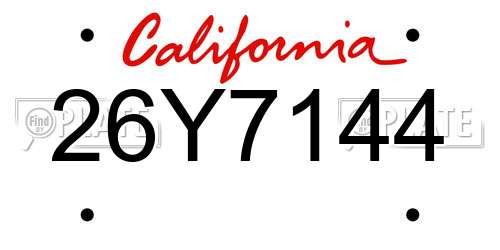 26Y7144 California License Plate