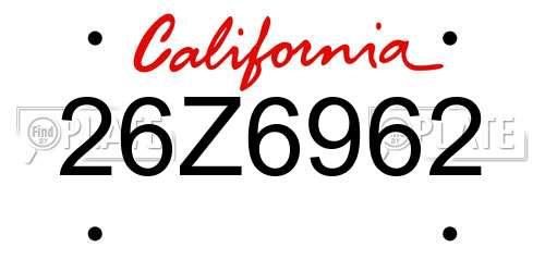 26Z6962 California License Plate