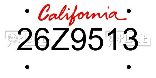 26Z9513 California License Plate