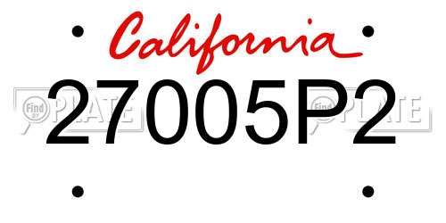 27005P2 California License Plate