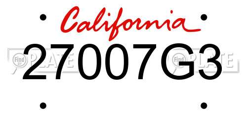 27007G3 California License Plate