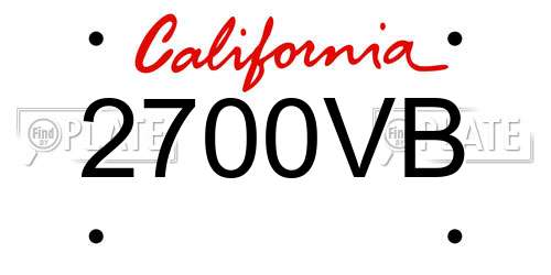 2700VB California License Plate