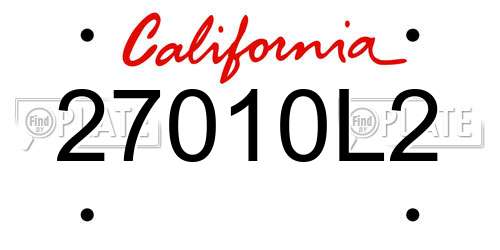 27010L2 California License Plate