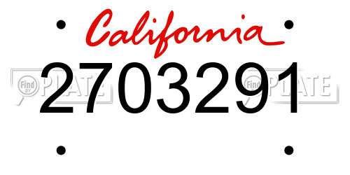 2703291 California License Plate