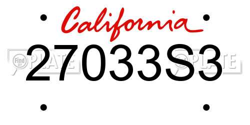 27033S3 California License Plate