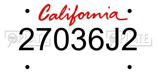 27036J2 California License Plate