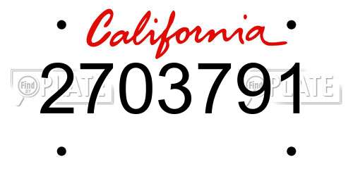 2703791 California License Plate