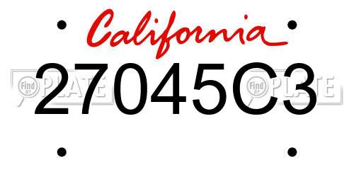27045C3 California License Plate