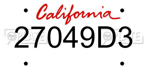 27049D3 California License Plate