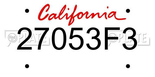 27053F3 California License Plate