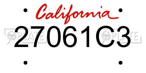 27061C3 California License Plate