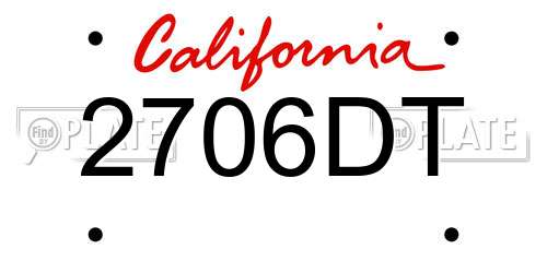 2706DT California License Plate