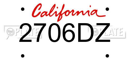 2706DZ California License Plate
