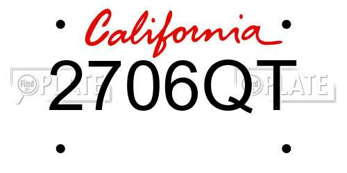 2706QT California License Plate