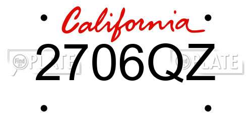 2706QZ California License Plate
