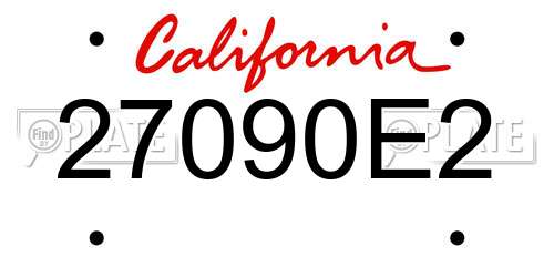 27090E2 California License Plate