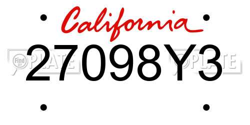27098Y3 California License Plate