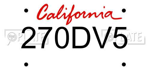 270DV5 California License Plate