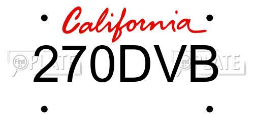 270DVB California License Plate