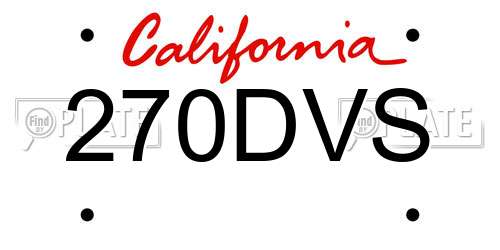 270DVS California License Plate
