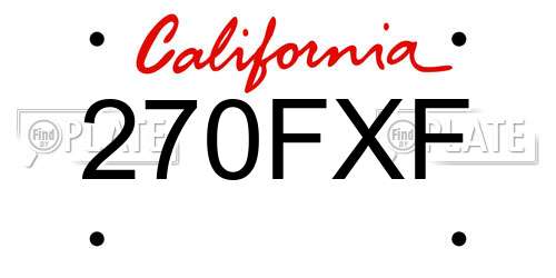 270FXF California License Plate
