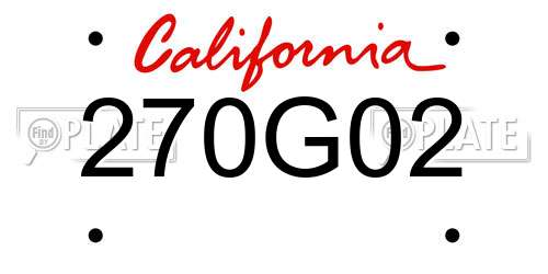 270G02 California License Plate