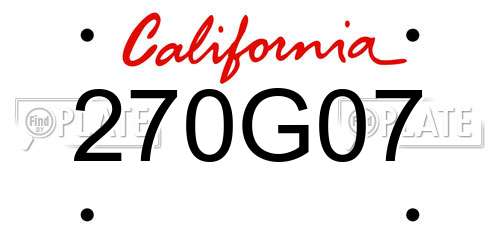 270G07 California License Plate