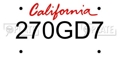 270GD7 California License Plate