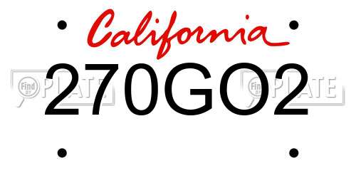 270GO2 California License Plate