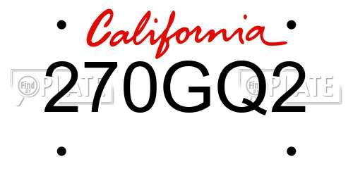 270GQ2 California License Plate