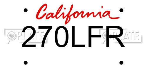 270LFR California License Plate