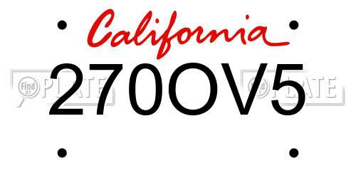 270OV5 California License Plate