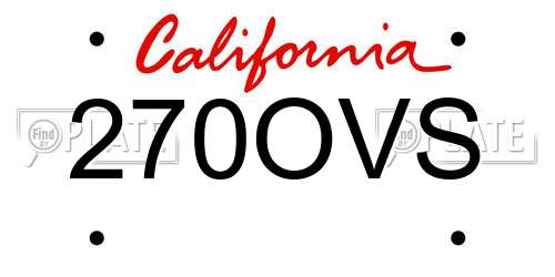 270OVS California License Plate
