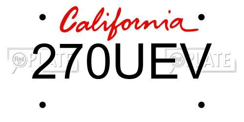 270UEV California License Plate