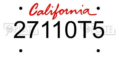 27110T5 California License Plate